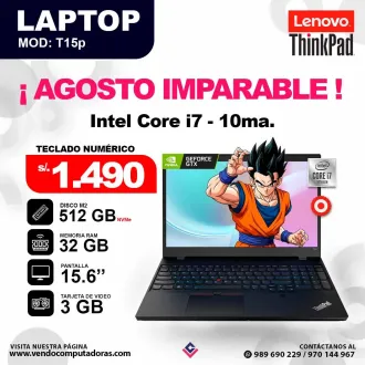 Laptop LENOVO THINKPAD core i7 - 10ma. ThinkPad T15p