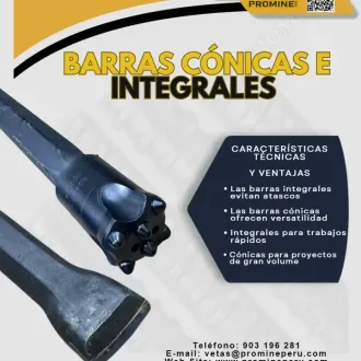 Barras Integrales y Adaptadores Cónicos para Perforación