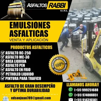 VENDEDOR DE ASFALTO RC-250 PUESTO EN OBRAS Y CONTRAENTREGA 
