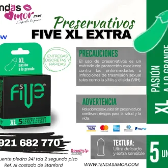 Preservativos Five XL Extra Lubricante Caja de 5 unidades de