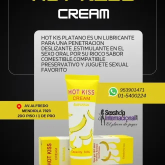 LUBRICANTE HOT KISS COMESTIBLE SABOR PLATANO NO DEJA RESIDUO