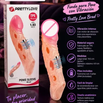 FUNDA CON VIBRADOR BRAD PENIS SLEEVE SUMA LA REALIDAD 