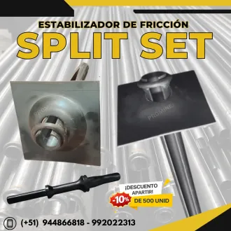 Perno Split Set 4 pies placa sostenimiento de roca
