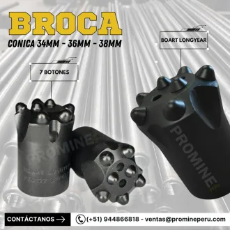 Brocas Cónicas de 34 mm 36 mm y 38 mm para Perforación