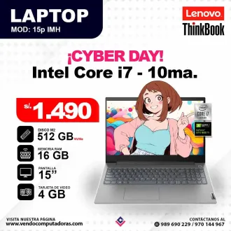 Laptop LENOVO THINKBOOK Intel Core i7 - 10ma. Generacion
