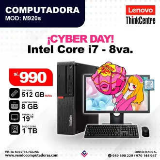Computadora Intel Core i7 - 8va. M920s