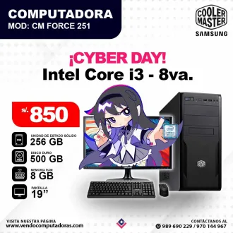 Computadora COOLERMASTER core i3 - 8va. Gen