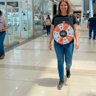 RULETA PUBLICITARIA DE PECHO PARA ACTIVACIONES DE MARCA Y EV
