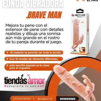  BRAVE MAN FUNDA PENE ANAL Y CLITORIS VIBRADOR TIENDAS AMOR 