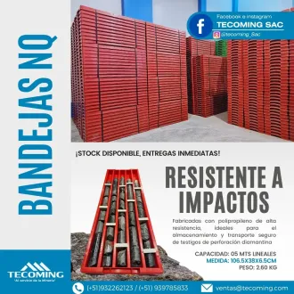 BANDEJAS PORTA TESTIGO - NQ ORGANIZACIÓN DE TESTIGOS GEÓLOGO