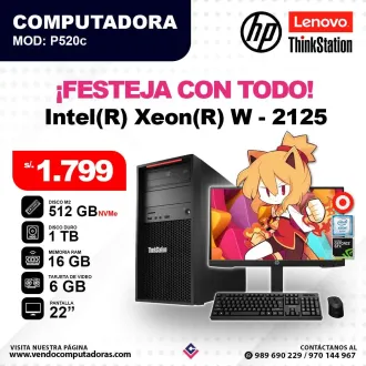 Computadora LENOVO THINKSTATION Intel Xeon W - 2125 P520