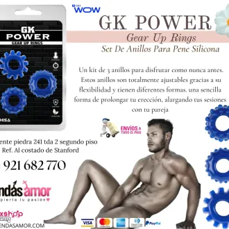 GK Power Anillos Gear UpAzul tres anillos juguetes lubrica