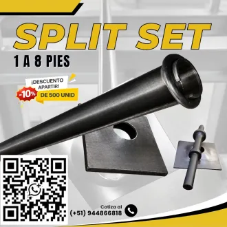 Perno de Fricción Split Set de 1 a 8 Pies para Obras Mineras