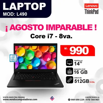 Laptop LENOVO THINKPAD Intel core i7 - 8va. L490