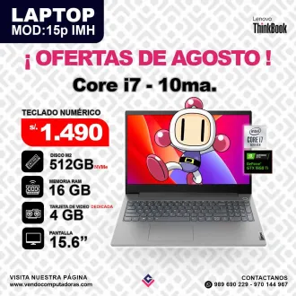Laptop LENOVO THINKBOOK Intel Core i7-10ma.