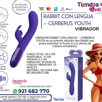 VIBRADOR RABBIT CON LENGUA CERBERUS YOUTH desarrollo Pene