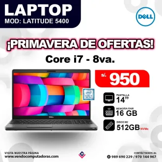 Laptop Latitude 5400 Dell core i7 - 8va. Generación