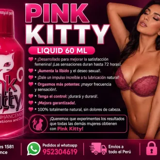 PINK KITTY LIQUID 60 ML MULTIORGASMICO EN SEXSHOP LINCE