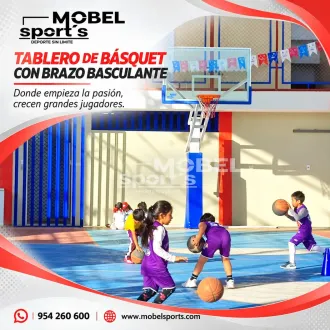 Canasta de baloncesto con brazo basculante