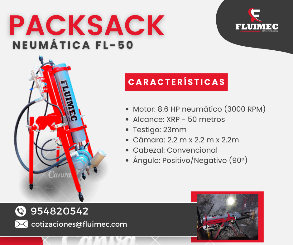 PACKSACK NEUMATICA FL-50 ubicación de vetas perdidas 