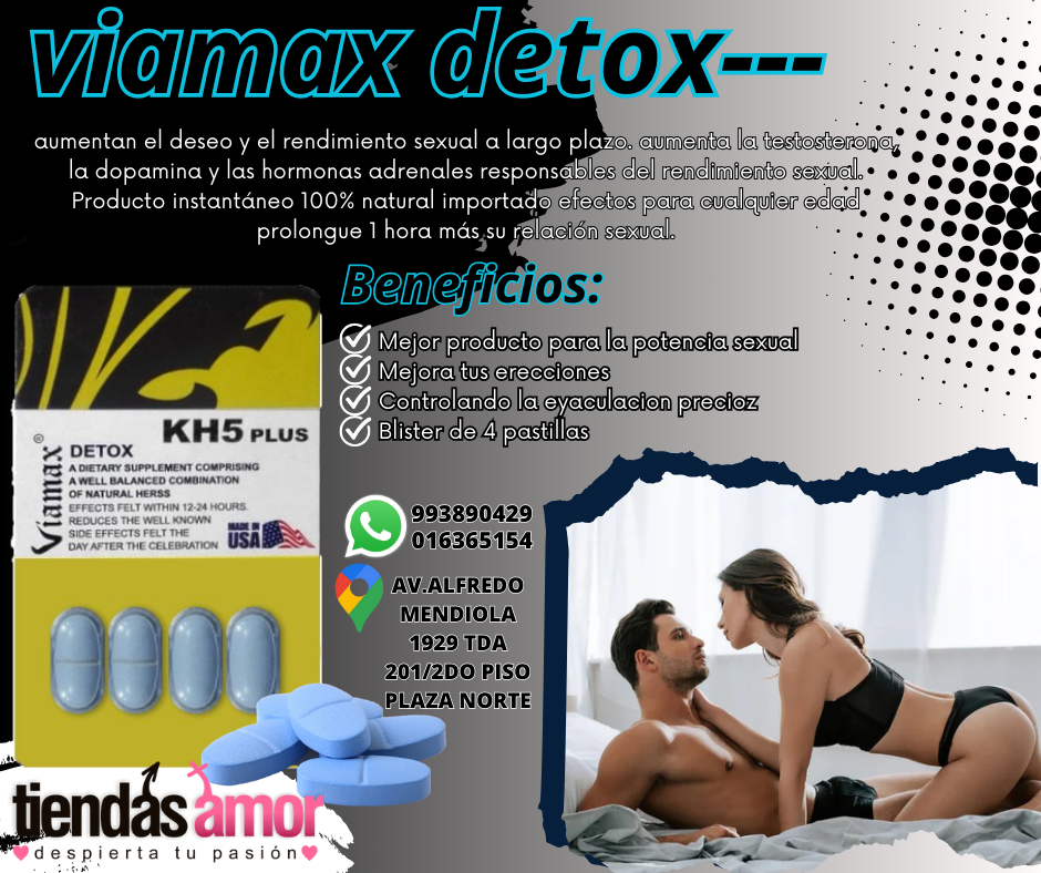 SEXSHOP VIAMAX DETOX 200MG PACK DE 4 PASTILLAS PARA EL REDIMIENTO SEXUAL 