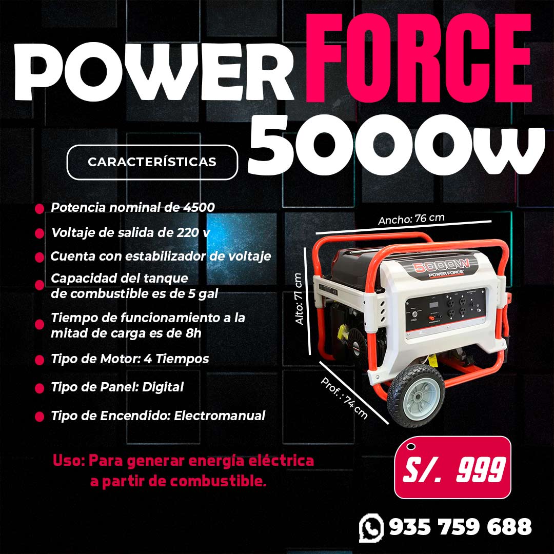 Oferta en Generador Power Force 5000w 