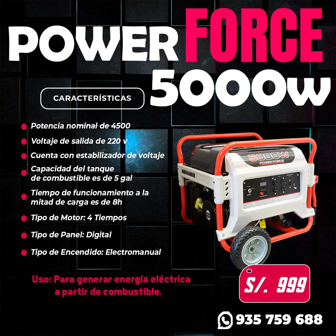 Oferta en Generador Power Force 5000w 