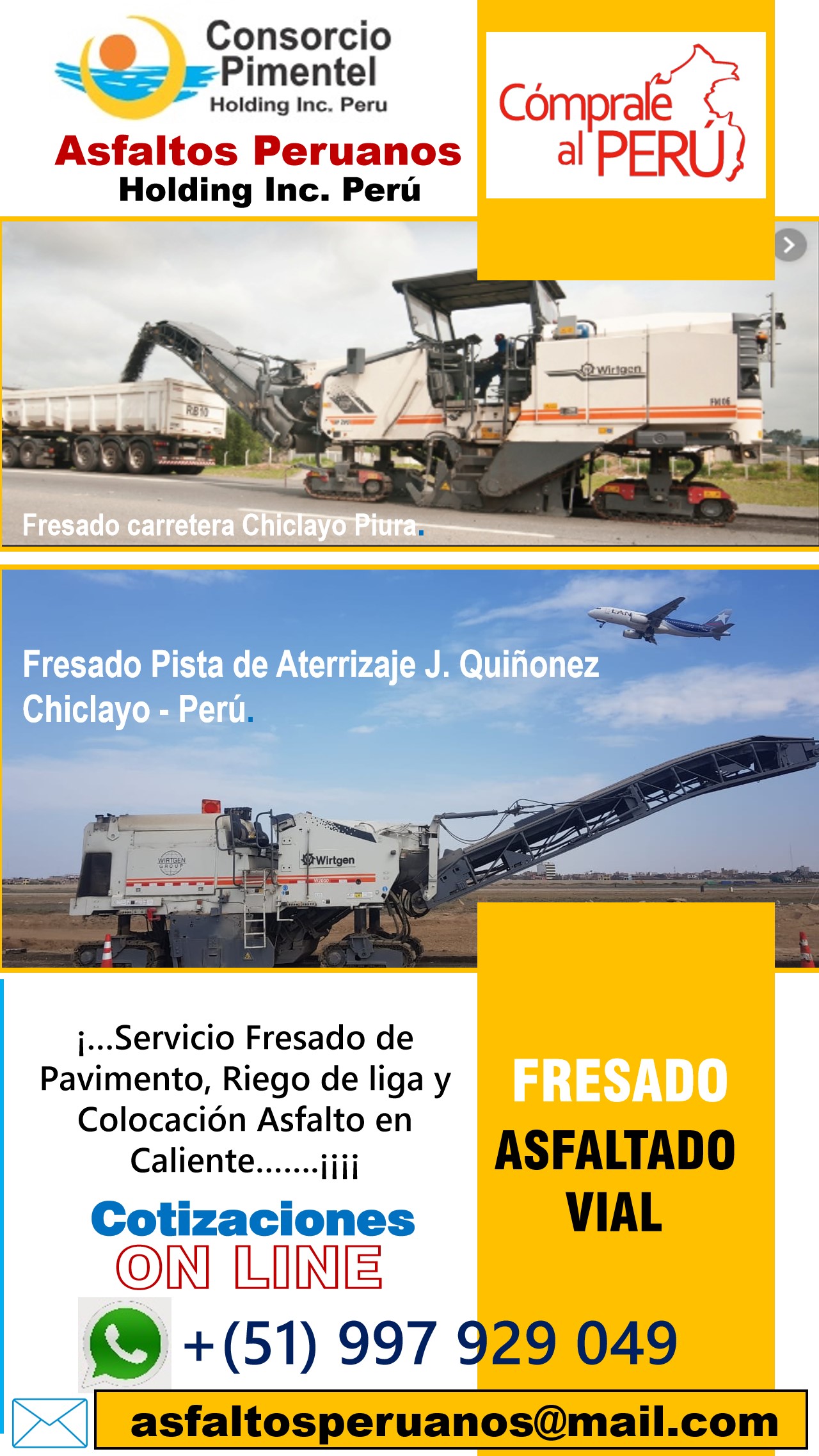 Fresado de Asfalto costo x m2 Pavimentos y Obras Viales Perú 2026