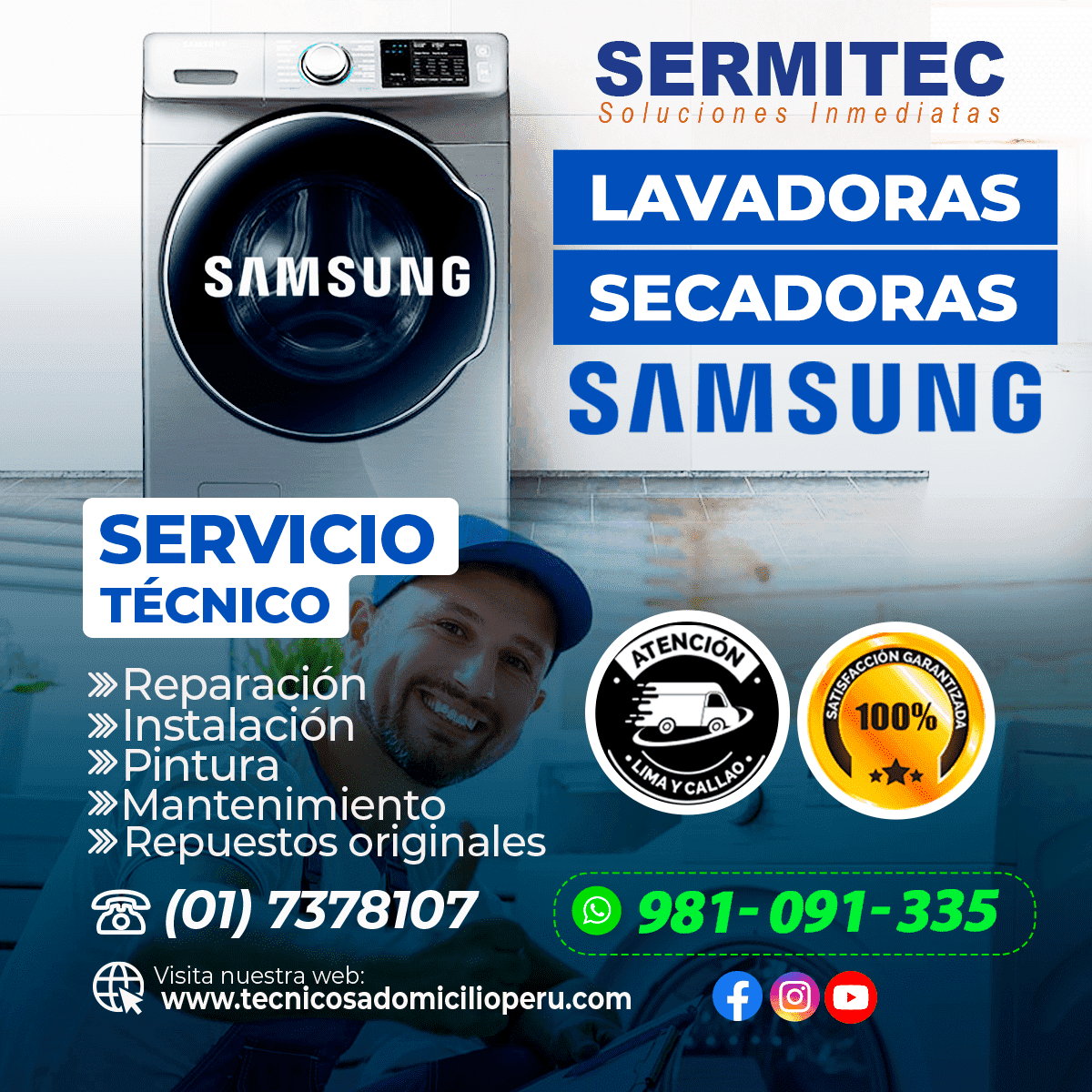 SOLUCIONES TECNICAS DE LAVADORAS SAMSUNG en SAN ISIDRO 981091335