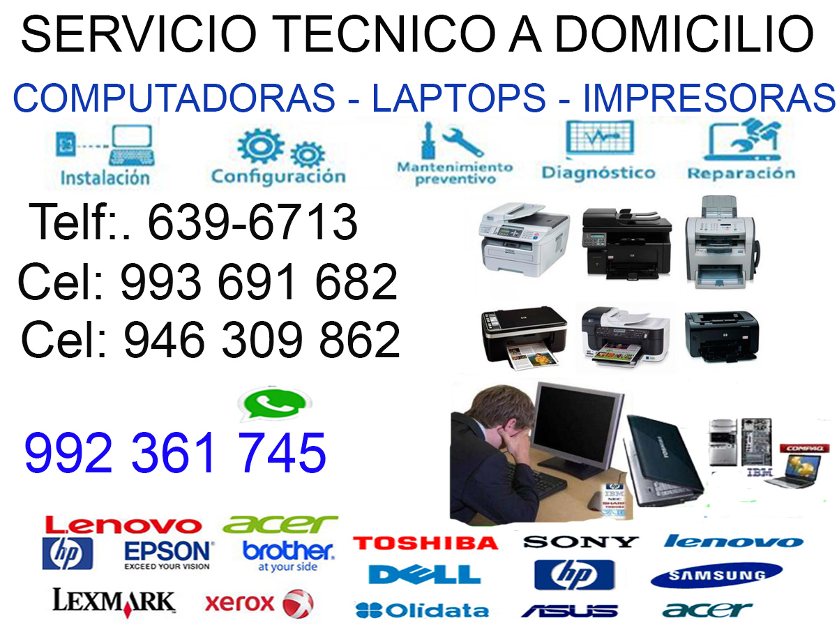 SERVICIO TÉCNICO DE IMPRESORAS Y LAPTOPS 993691682 SAN ISIDRO, MIRAFLORES, LA MOLINA 