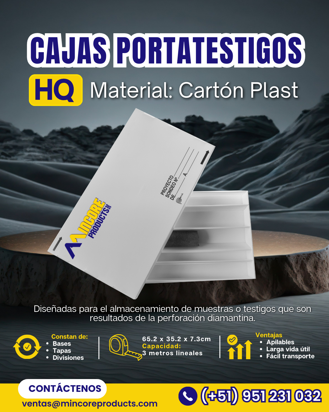 Cajas Porta testigo Línea HQ Almacenamiento De Roca MinerA