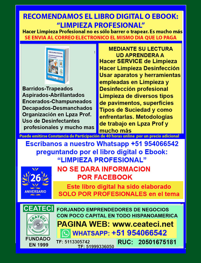 CURSO DE LIMPIEZA PROFESIONAL – Curso de  Ceateci