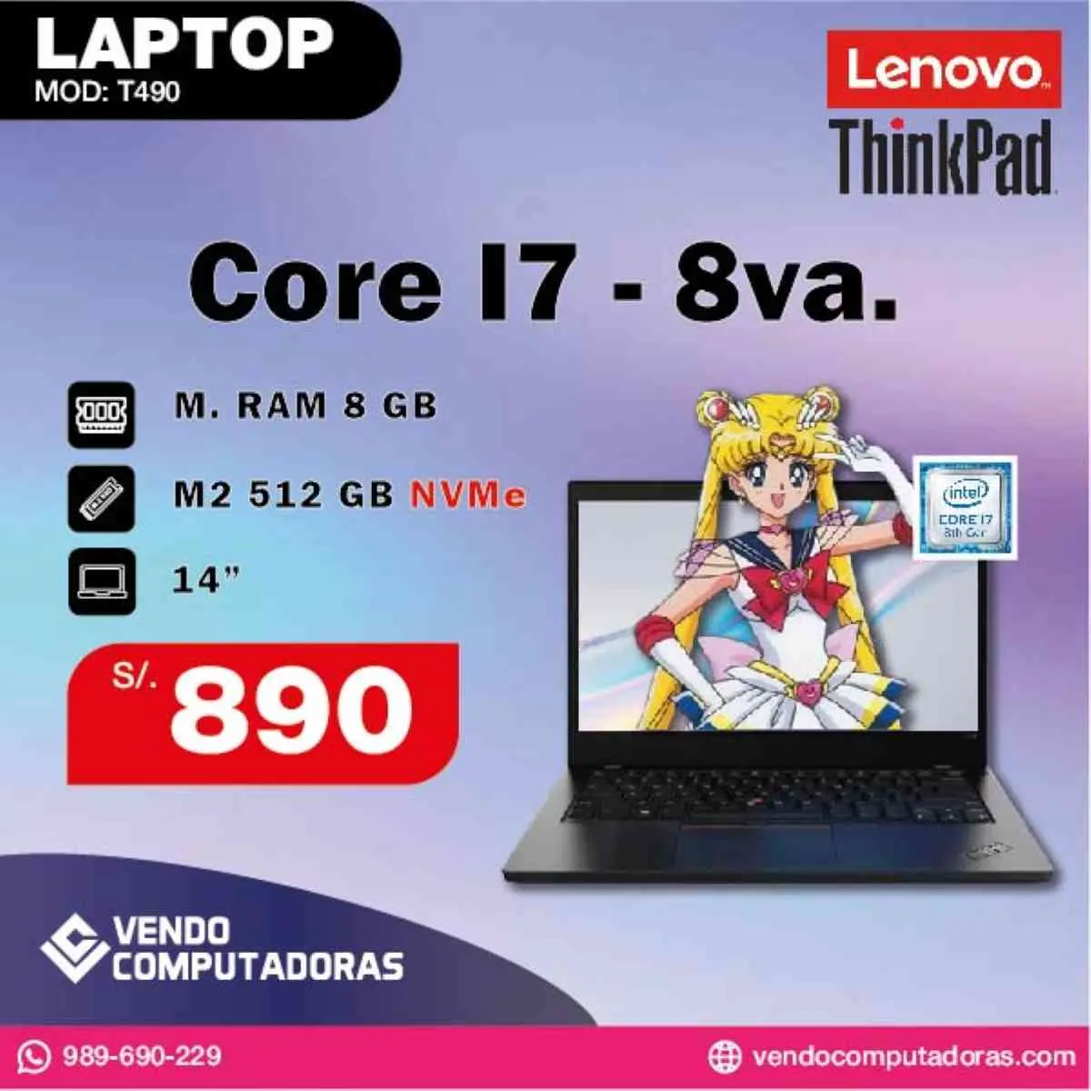 Laptop Lenovo ThinkPad Core i7 8va. Generacion