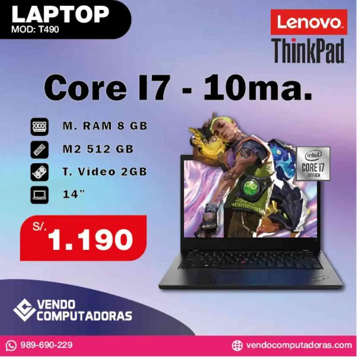 Laptop Lenovo ThinkPad Core i7 10ma. Generacion