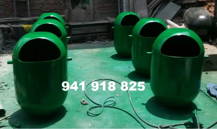 TACHOS PARA BASURA DE FIBRA DE VIDRIO Y METAL