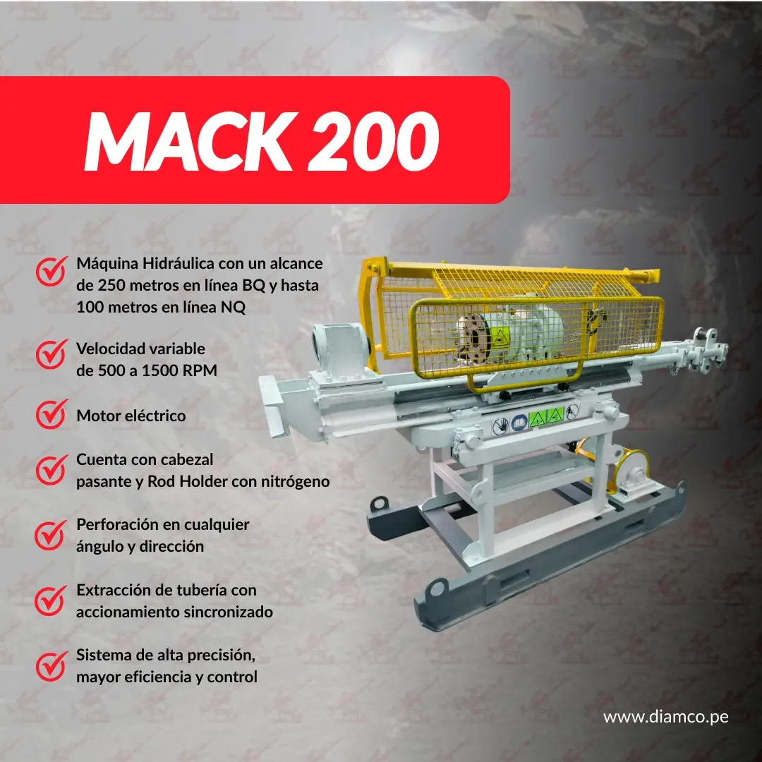 MACK 200 Perforadora Diamantina Hidráulica Potente