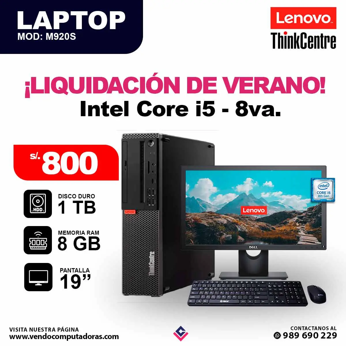 Computadora Lenovo ThinkCentre Core i5 - 8va. Generacion