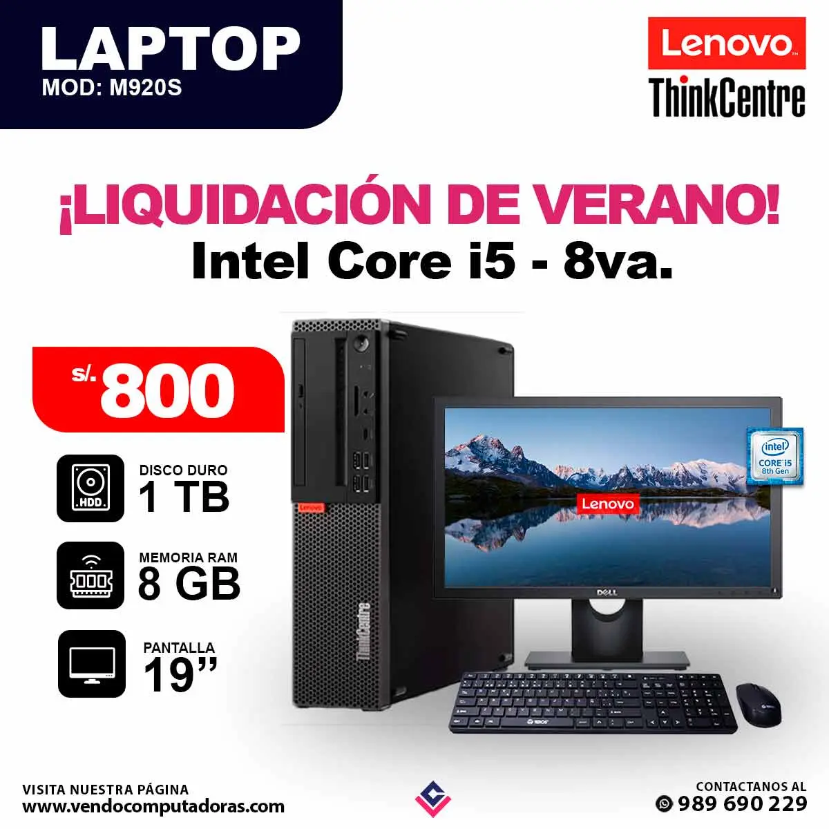 Computadora Lenovo ThinkCentre Core i5 - 8va. Generacion