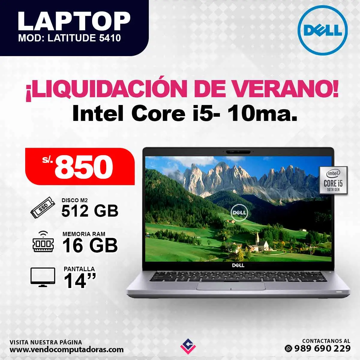 Laptop DELL Intel Core i5 - 10ma. Generacion