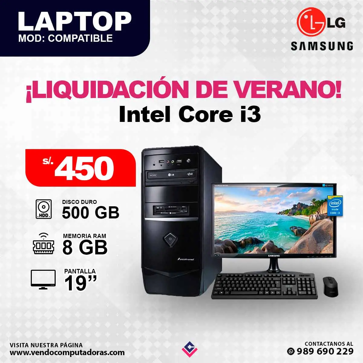 Computadora SAMSUNG LG Intel Core i3