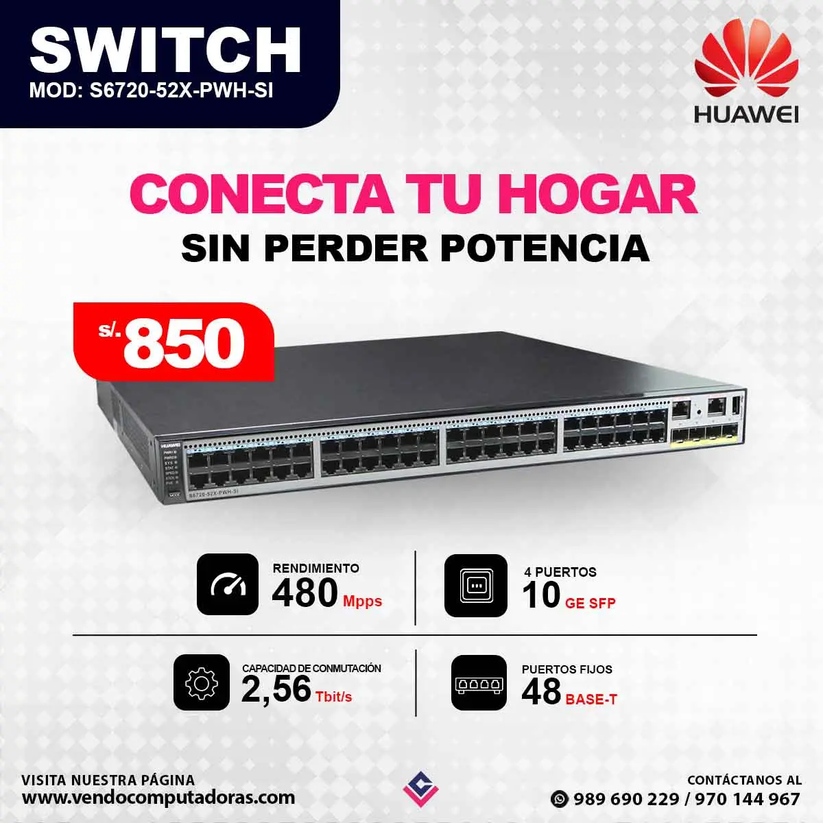 Switch Huawei S6720-52X-PWH-SI