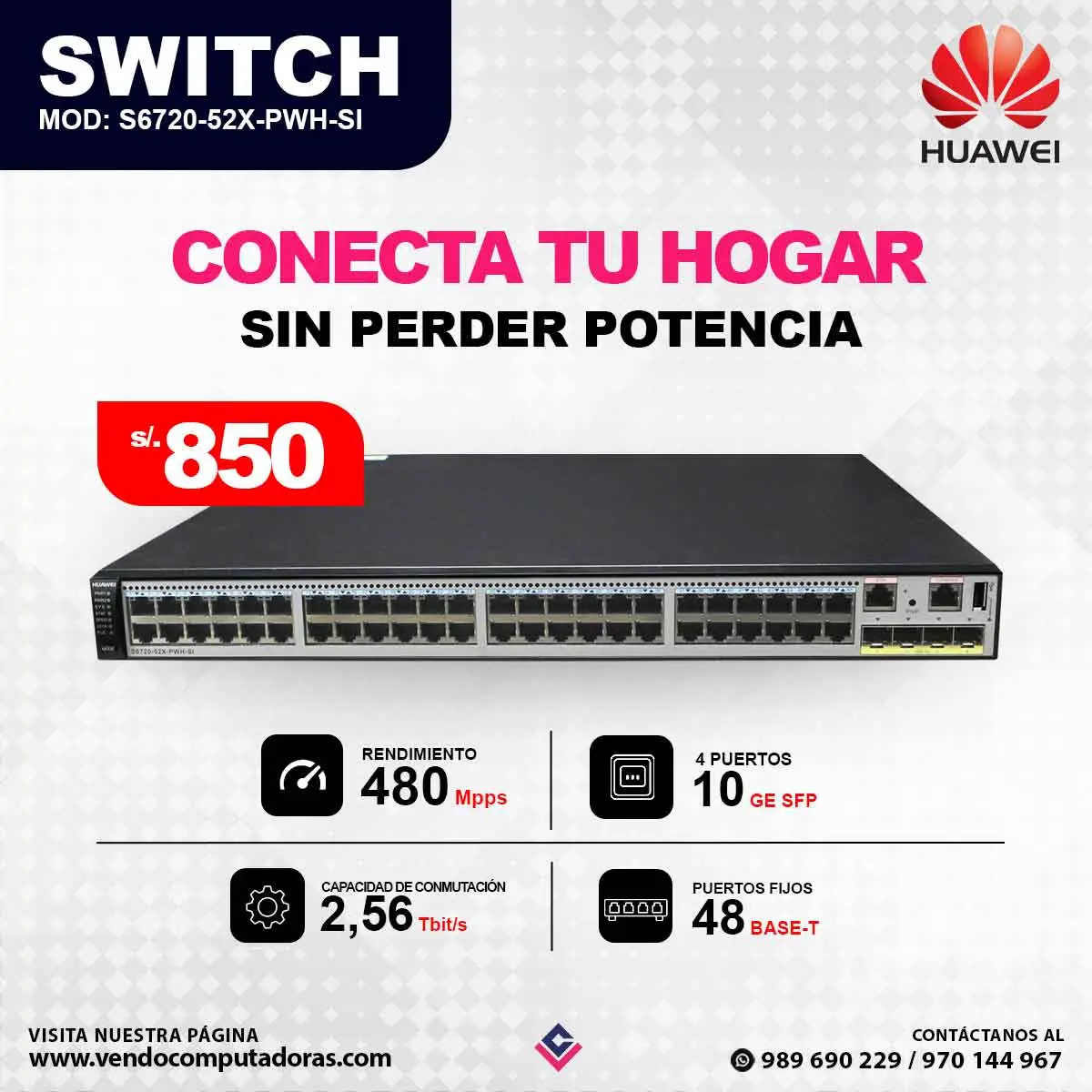 Switch Huawei S6720-52X-PWH-SI