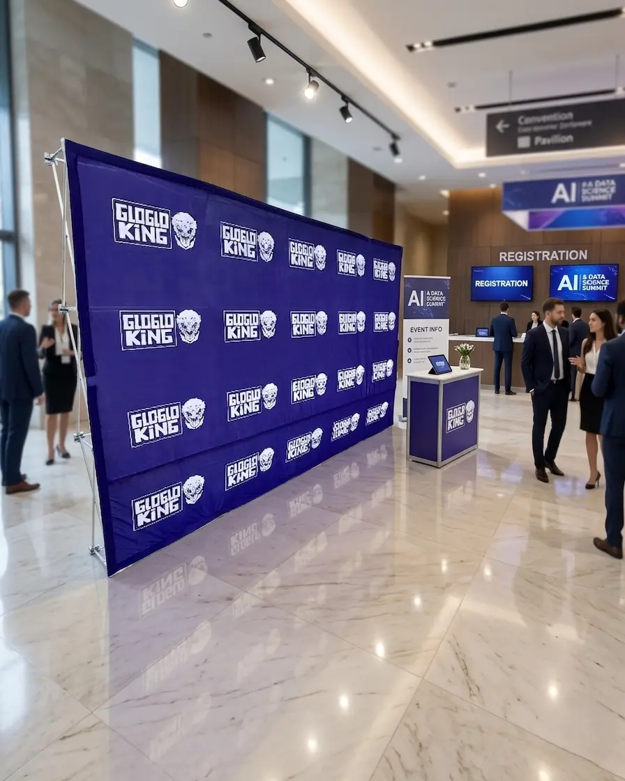 Backing plegable de tela para eventos y ferias publicitarias