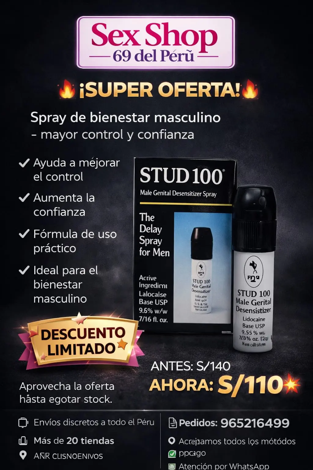 spray retardante hombres Perú 965216499