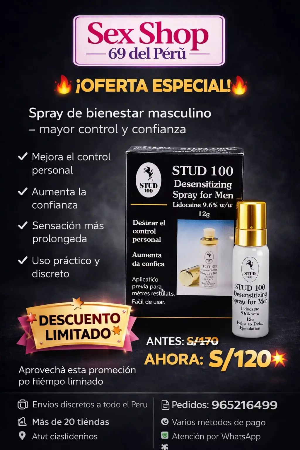 spray retardante hombres Perú 965216499