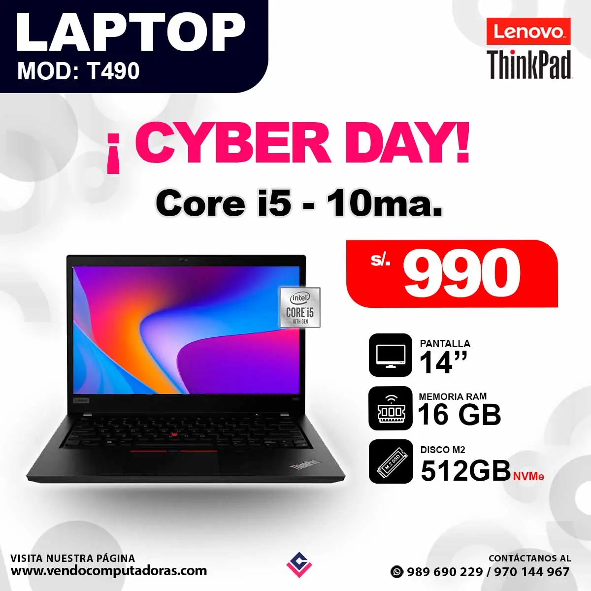 laptop LENOVO THINKPAD T490