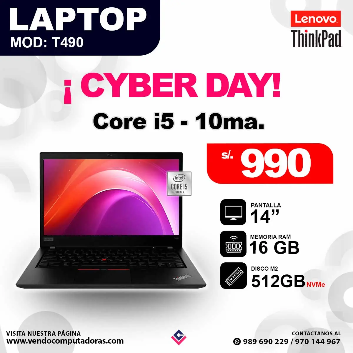 laptop LENOVO THINKPAD T490