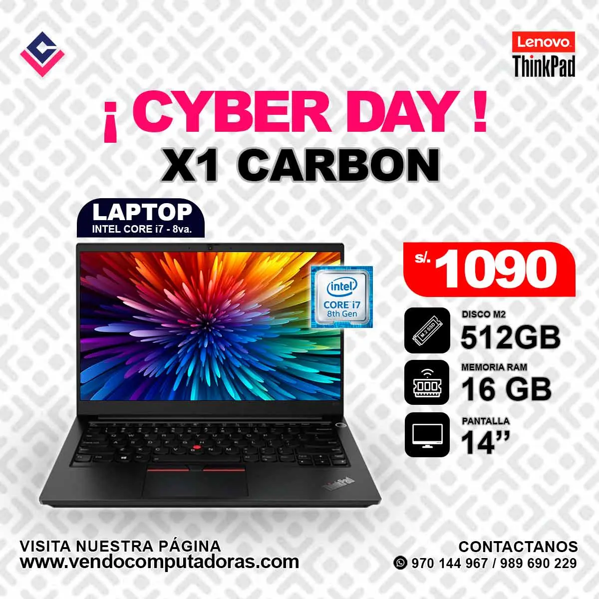 Laptop Lenovo Thinkpad Intel Core i7 - 8va.