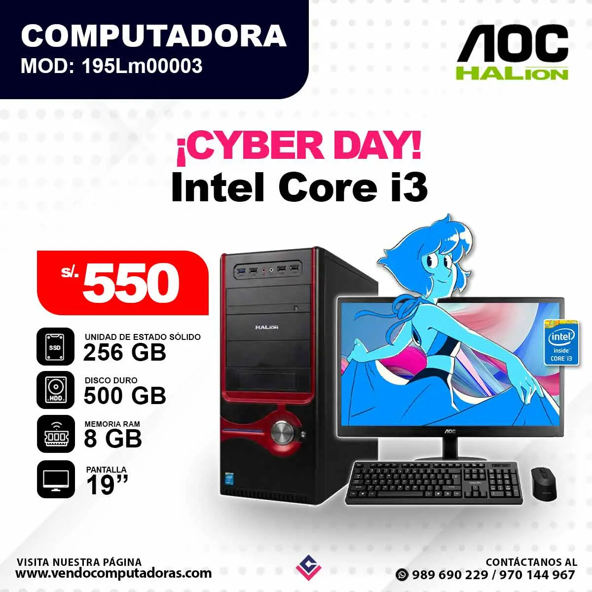 Computadora AOC & HALION Intel Core i3