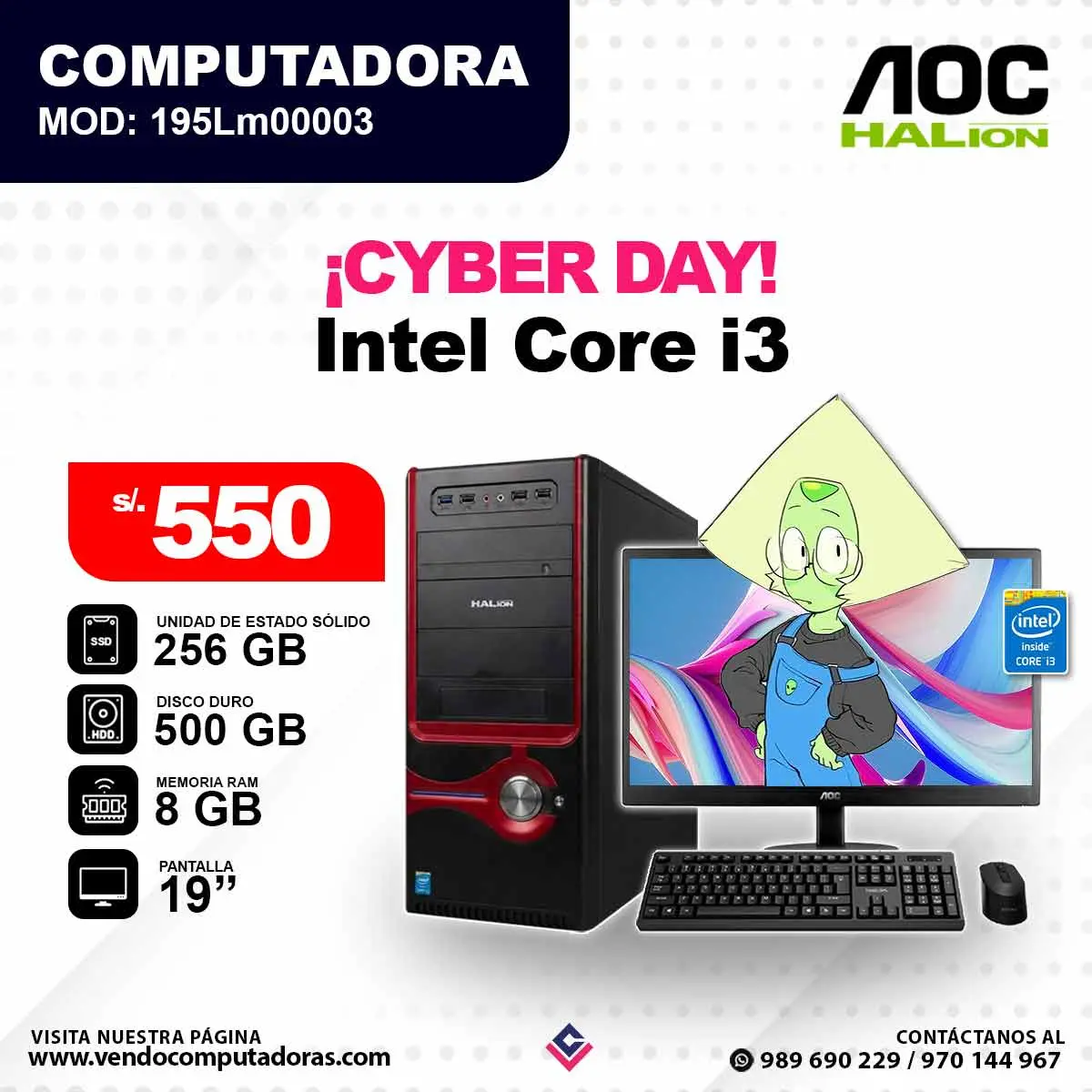 Computadora AOC & HALION Intel Core i3